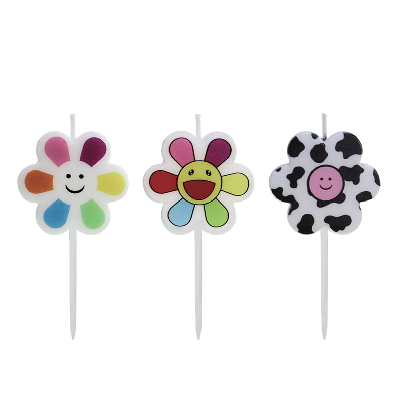 Blomma smiley ansikte färgtryckt ljus